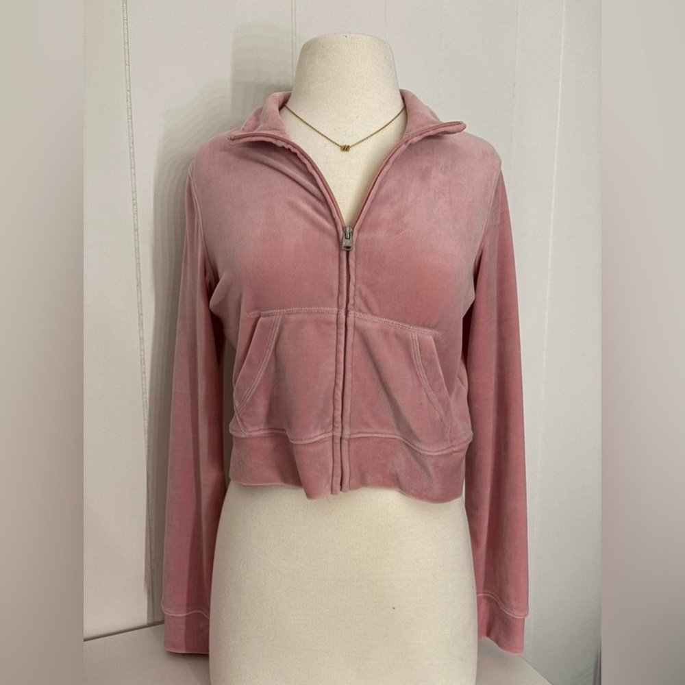 Hollister Pink Zip-Up Velour Jacket